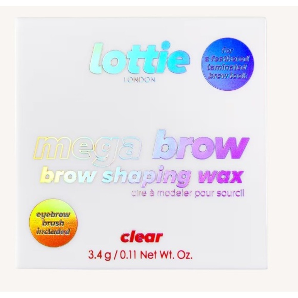 Lottie London Mega Brow Shaping Wax Clear 3.4g with Eyebrow Brush New in Box